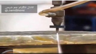 برش سنگ مرمر با دستگاه واتر جت و آب